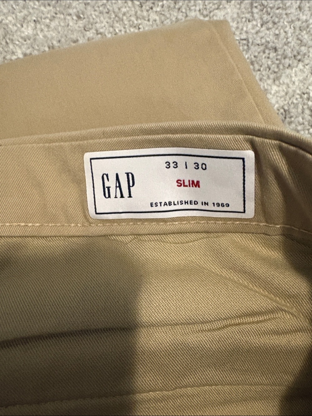 GAP 33/30 slim Men's Chino Pants in Khaki - Picture 3 of 3
